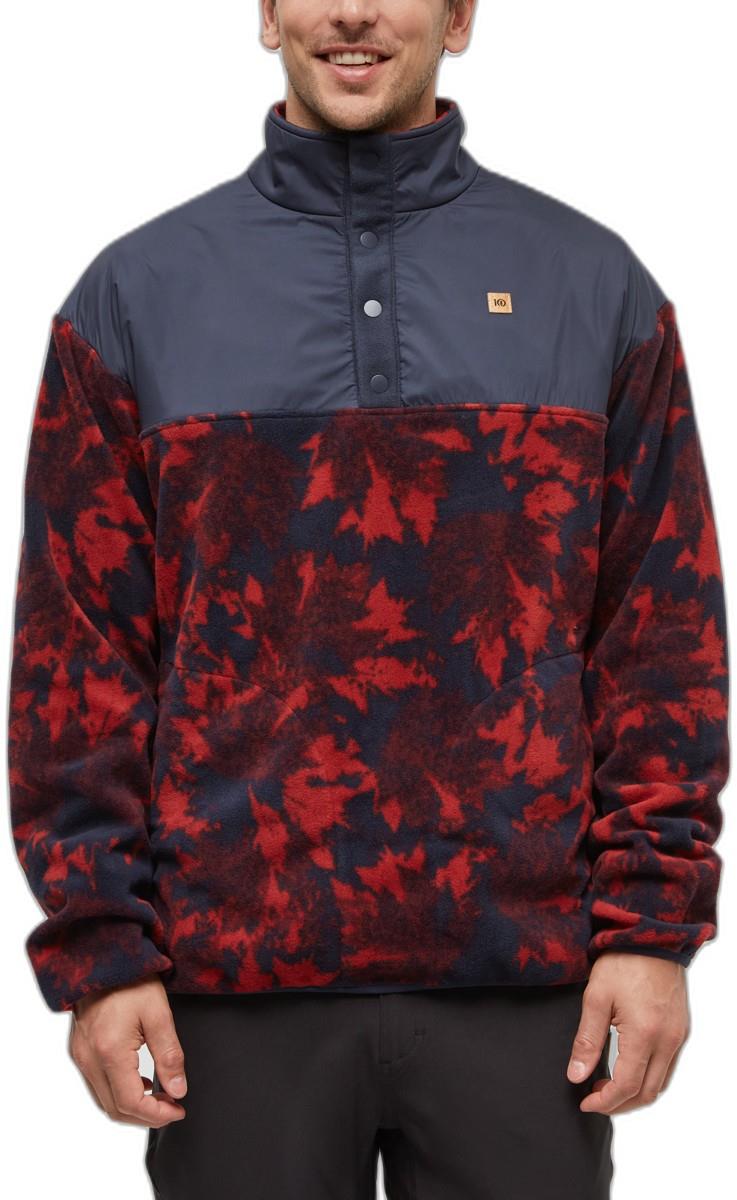 Recycled MicroFleece Contrast 1/4 Snap - Mens - maple print / midnight blue 1