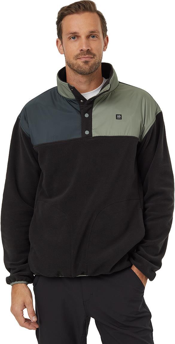 Recycled MicroFleece Contrast 1/4 Snap - Mens - meteorite black / agave green / forest river green 1