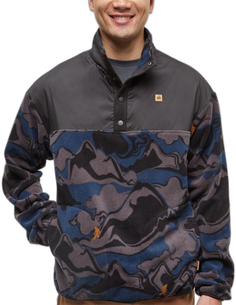 Recycled MicroFleece Contrast 1/4 Snap - Mens - mountain sasquatch / meteorite black 1