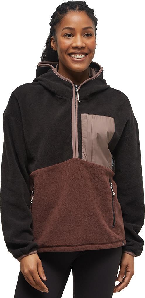Recycled MicroFleece Contrast 1/4 Zip - Womens - Meteorite Black / Deep Mahogany / Elkwood 1