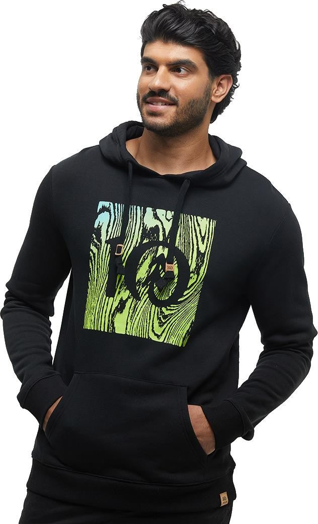 Restoration Woodblock Hoodie - Mens - meteorite black / lime green 1
