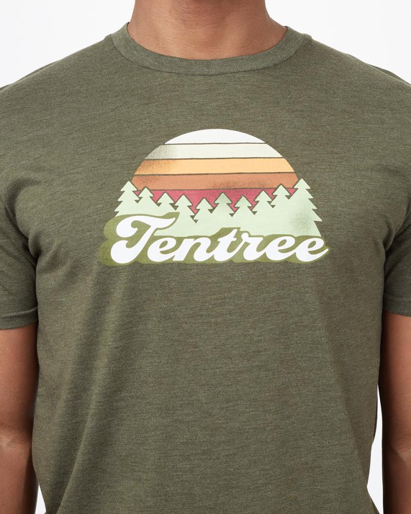 Retro Tentree T-Shirt - Mens - olive night green heather 1