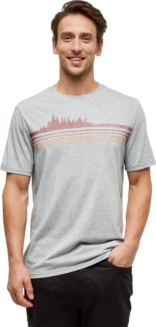 Retro Treeline T-Shirt - Mens - harbour grey heather / crimson 1