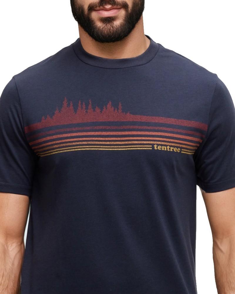 Retro Treeline T-Shirt - Mens - midnight blue / crimson 1