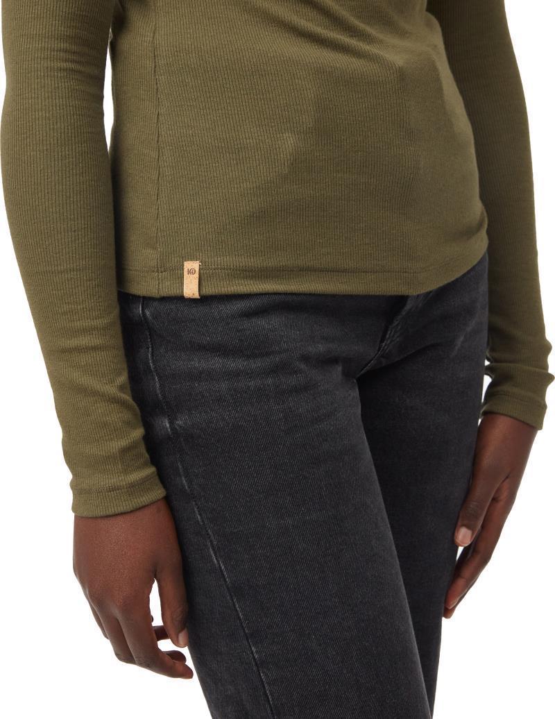 Rib Mock Neck LS - Womens - olive night green 1