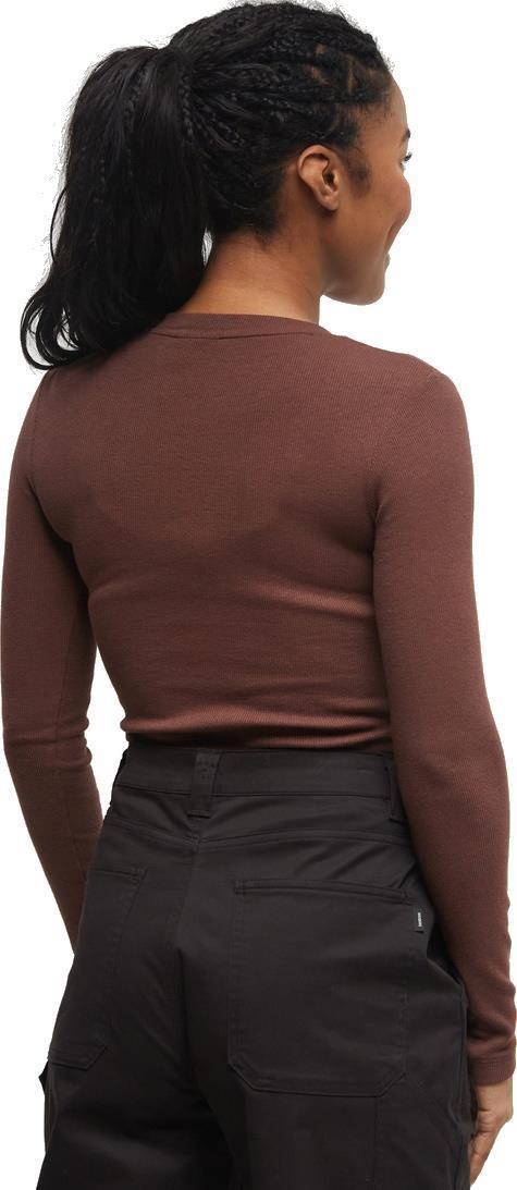 Rib Snap Placket Henley - Womens - deep mahogany 1