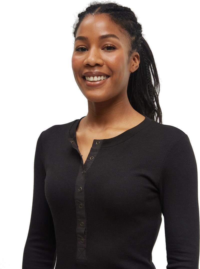 Rib Snap Placket Henley - Womens - meteorite black 1