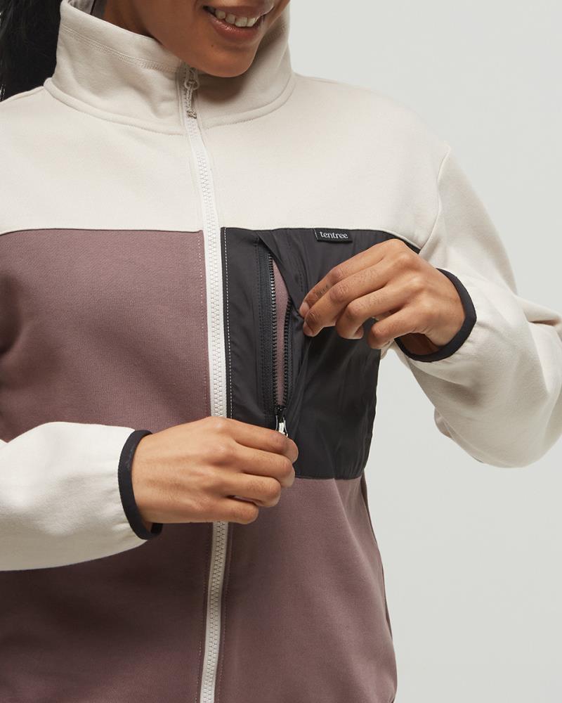 SeaFleece Contrast Full Zip - Womens - Elkwood / Pale Oak / Meteorite Black 4