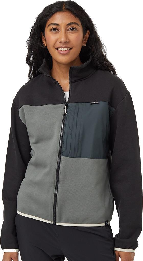 SeaFleece Contrast Full Zip - Womens - Mineral / Meteorite Black / Forest River Green 1