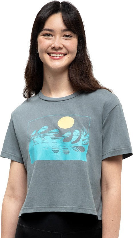 Seaforestation Crop T-Shirt - Womens - anchor grey / sea blue 1