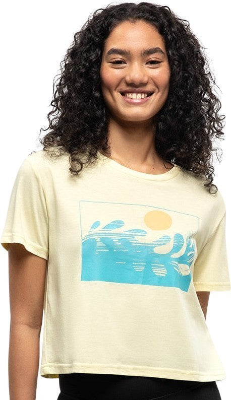 Seaforestation Crop T-Shirt - Womens - sunray / sea blue 1