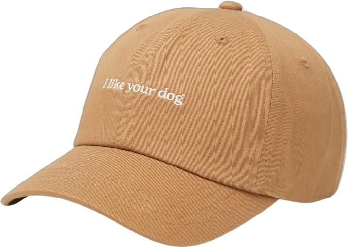 Slogan Peak Hat - camel / i like your dog 1