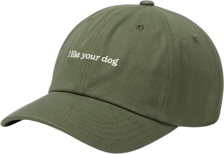 Slogan Peak Hat - deep olive / i like your dog 1