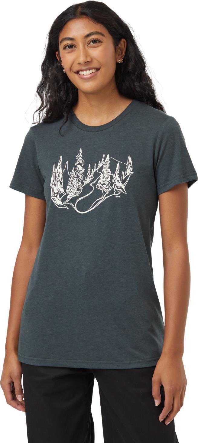 Snowy Trees T-Shirt - Womens - forest river green / vintage white 1