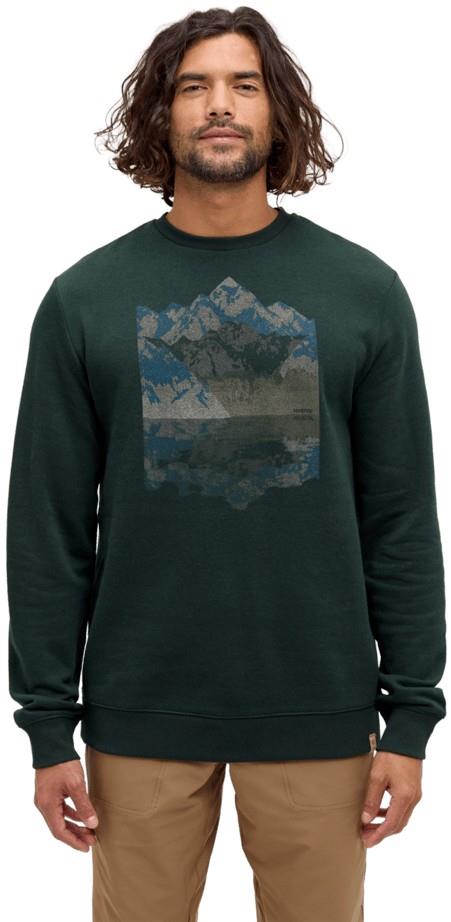 Summit Reflection Crew - Mens - dark forest green / blue horizon 1
