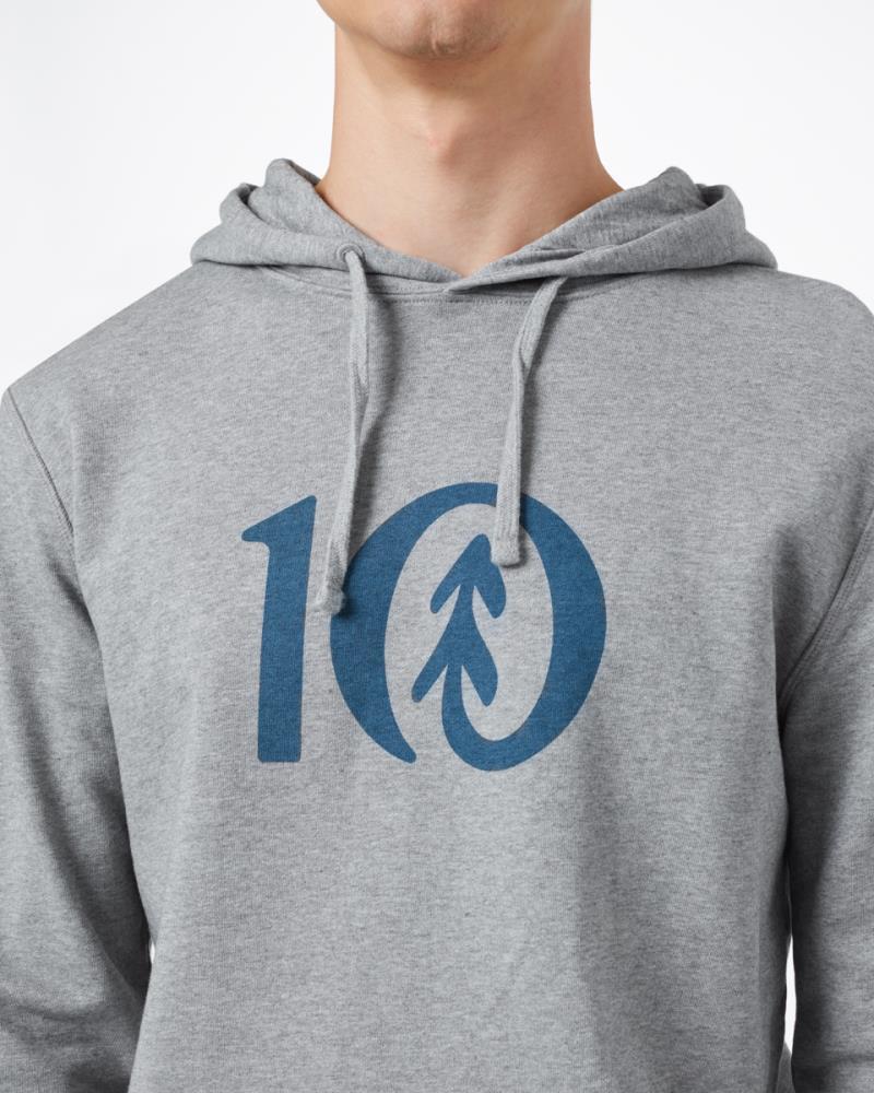 Ten Classic Hoodie - Mens - heather grey / spruce blue logo graphic 1