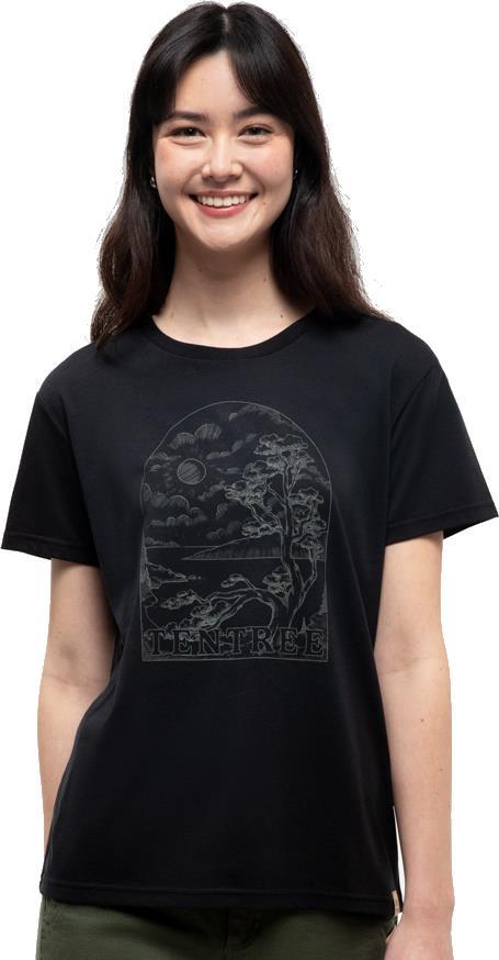 Tentree Clifftop T-Shirt - Womens - meteorite black / agave green 1
