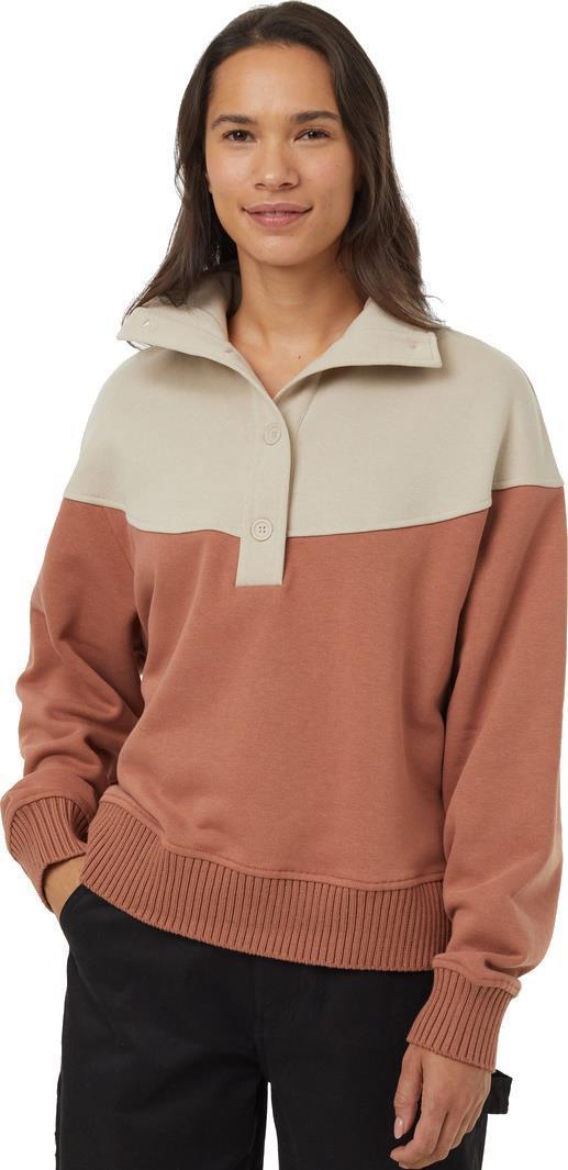 TreeFleece 1/4 Button Mock Neck - Womens - clay tile / pale oak 1