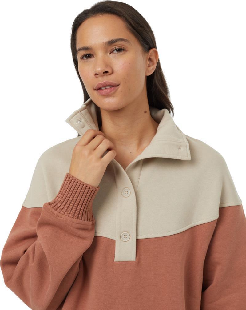 TreeFleece 1/4 Button Mock Neck - Womens - clay tile / pale oak 1