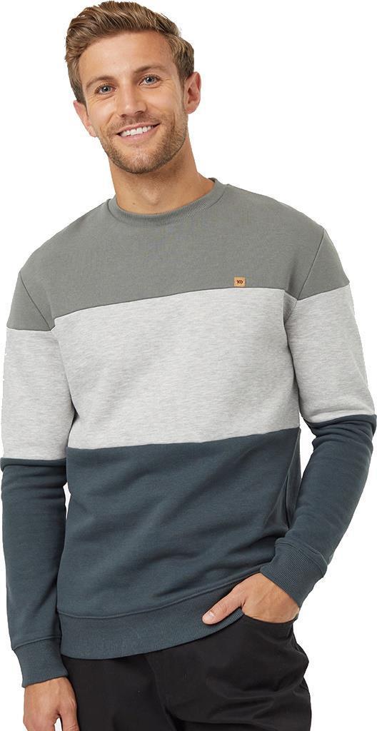 TreeFleece Blocked Classic Crew - Mens - Mineral / Hi Rise Grey Heather / Forest River Gree 1