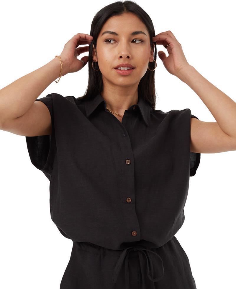 TreeLinen Button Front Romper - meteorite black 1
