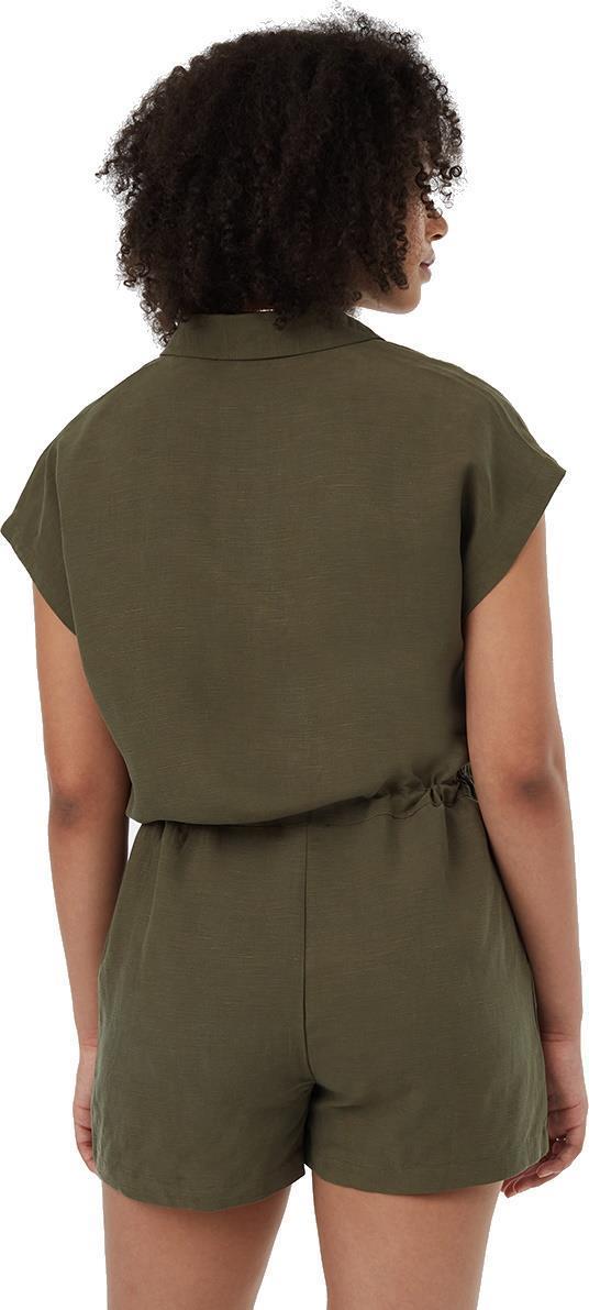 TreeLinen Button Front Romper - olive night green 1
