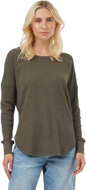 TreeWaffle Crew LS - Womens - black olive green 1