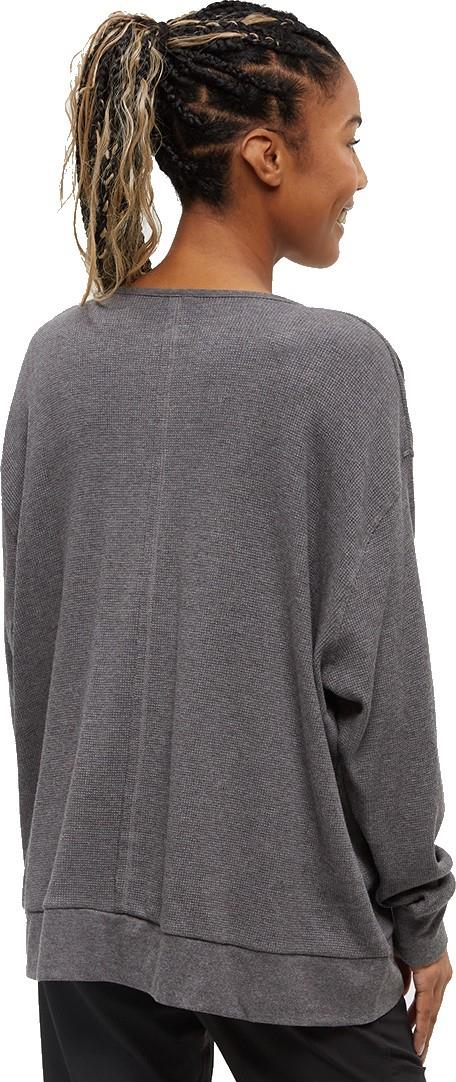 TreeWaffle Deep V-Neck LS - Womens - dark grey heather 1