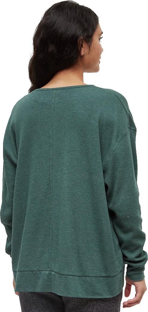 TreeWaffle Deep V-Neck LS - Womens - forest pine heather 1