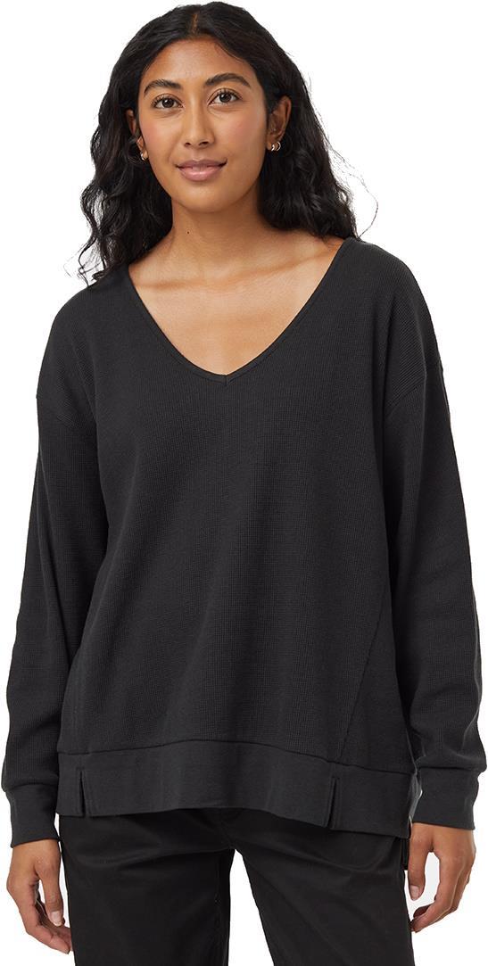 TreeWaffle Deep V-Neck LS - Womens - meteorite black 1
