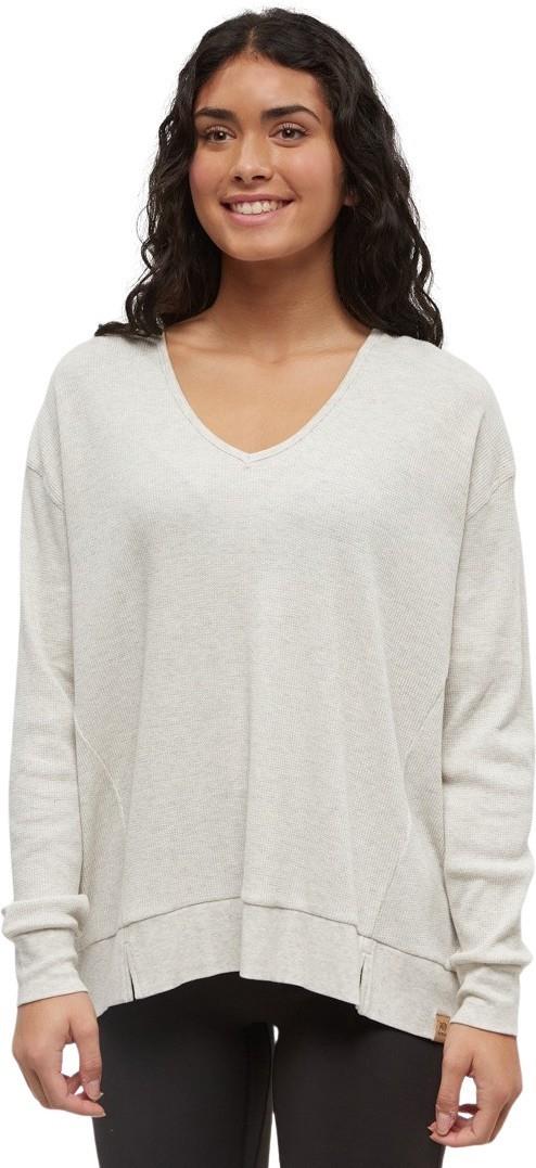 TreeWaffle Deep V-Neck LS - Womens - vintage white heather 1
