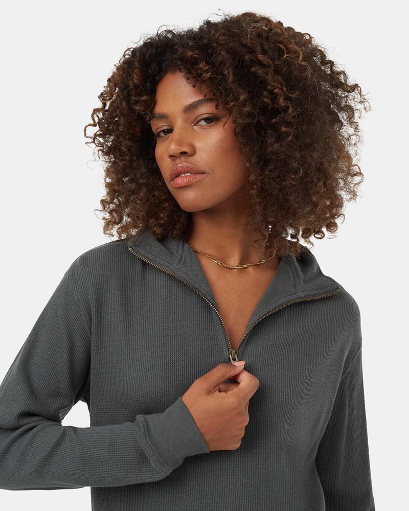 TreeWaffle Half Zip - Womens - urban green 1