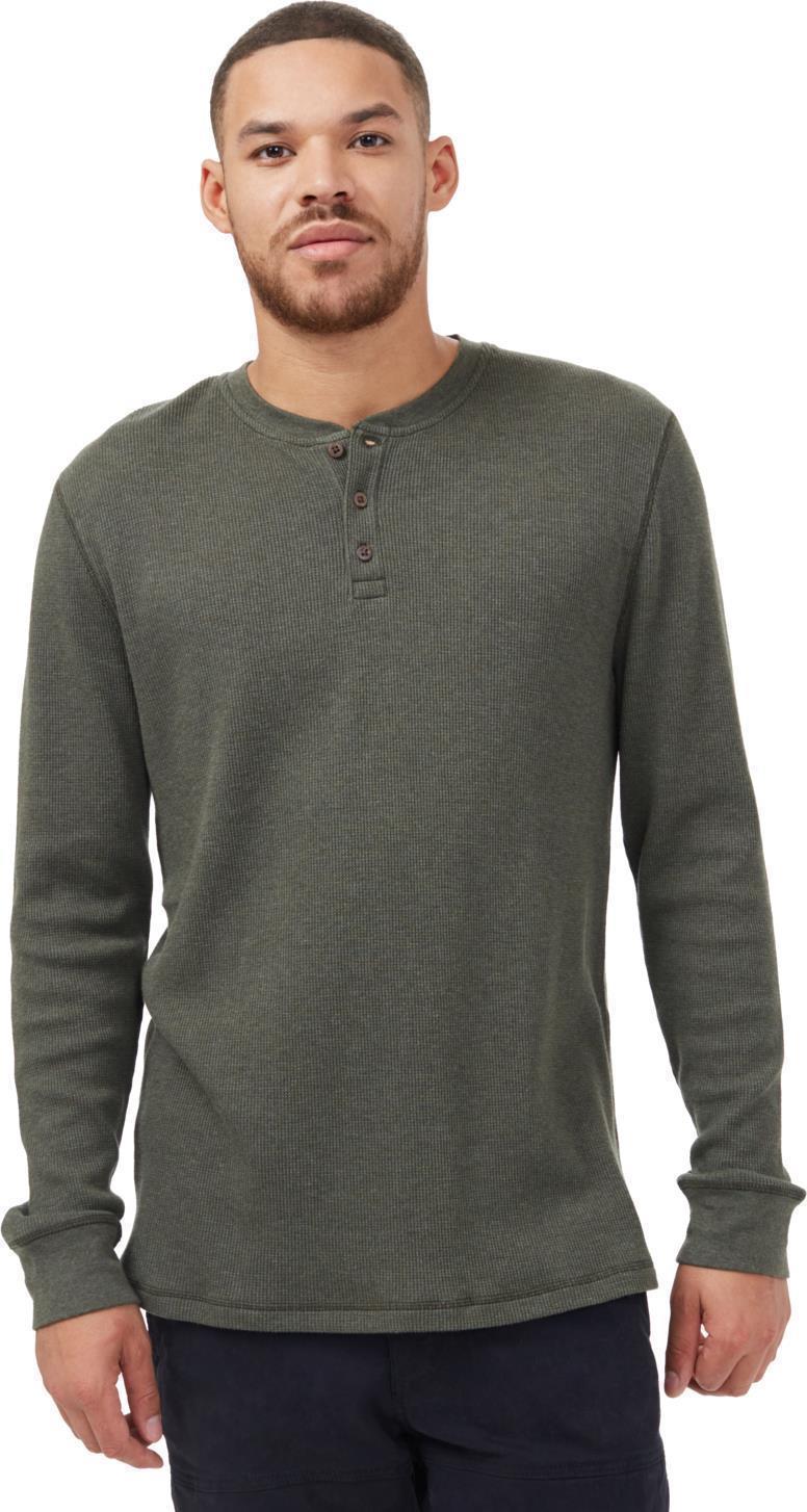 TreeWaffle Henley LS - Mens - Black Olive Green Heather 1