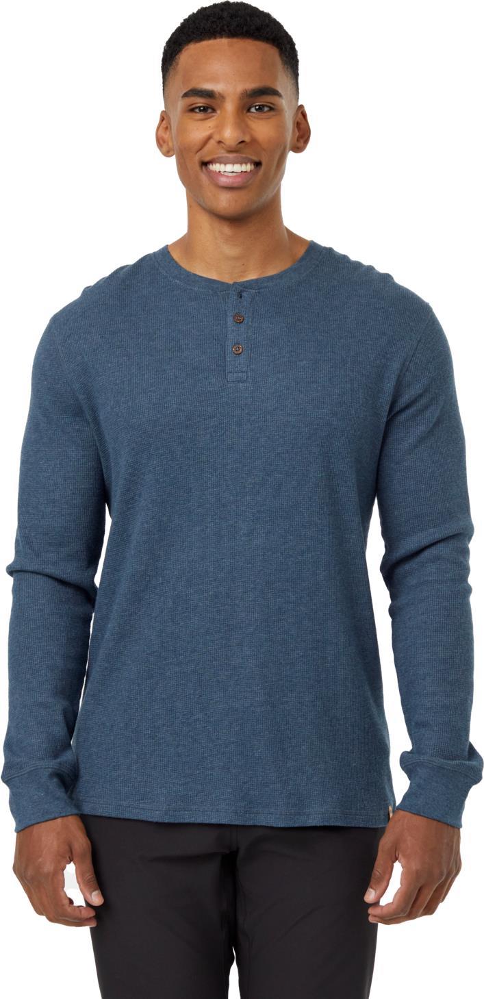 TreeWaffle Henley LS - Mens - Dark Blue Mirage Heather 1