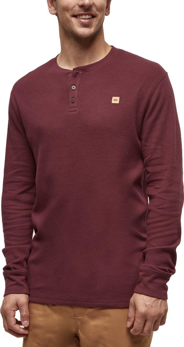TreeWaffle Henley LS - Mens - deep burgundy 1