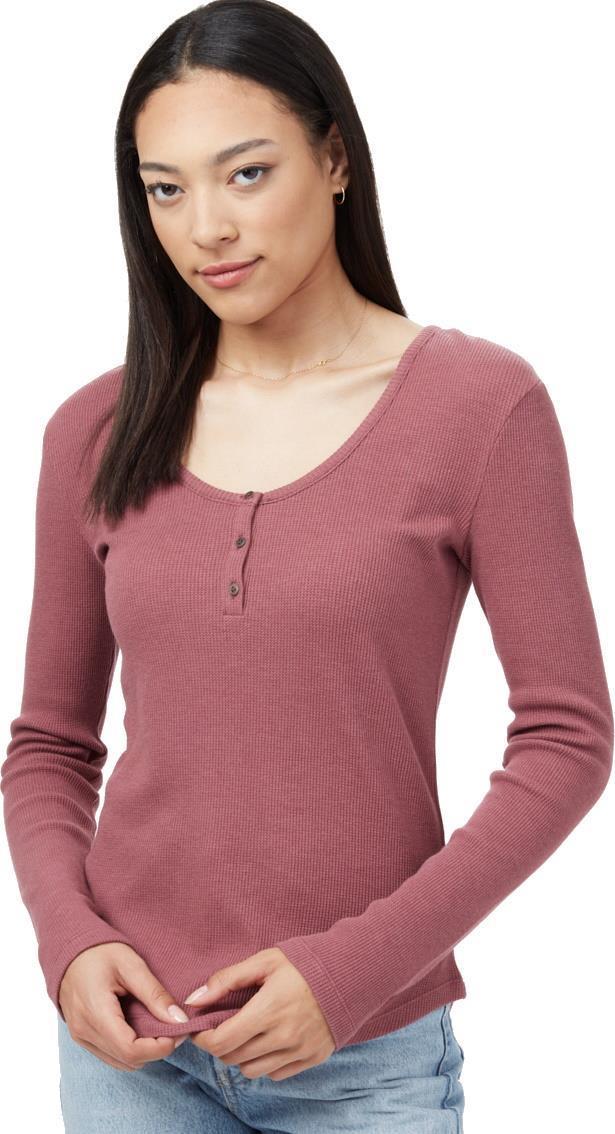 TreeWaffle Henley LS - Womens - crushed berry 1