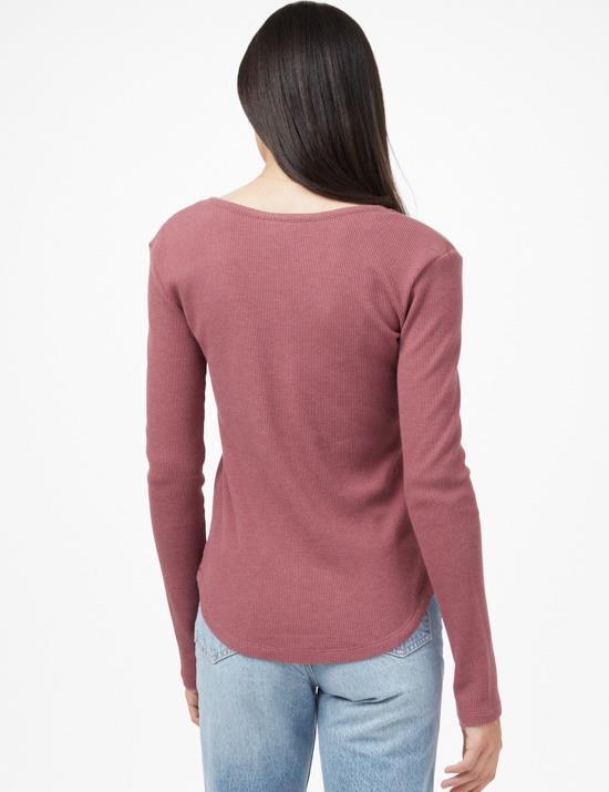 TreeWaffle Henley LS - Womens - crushed berry 1