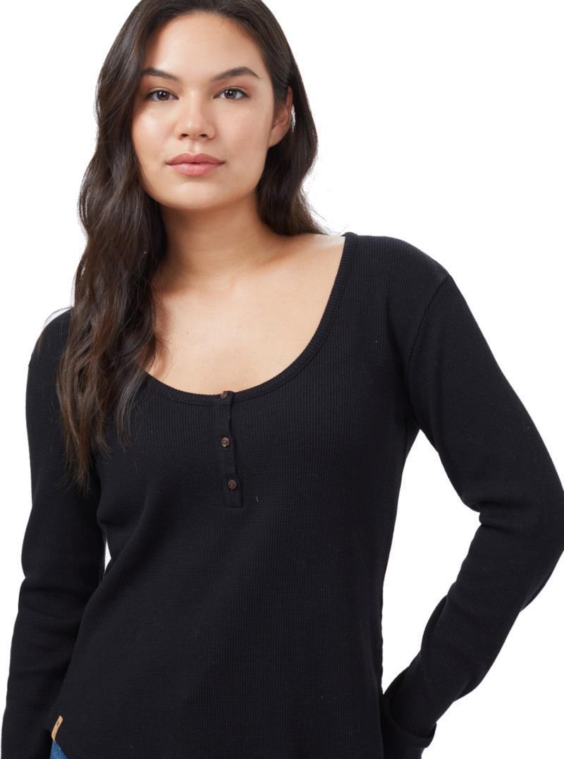 TreeWaffle Henley LS - Womens - meteorite black 1