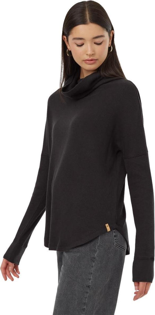 TreeWaffle Turtleneck LS - Womens - Meteorite Black 1