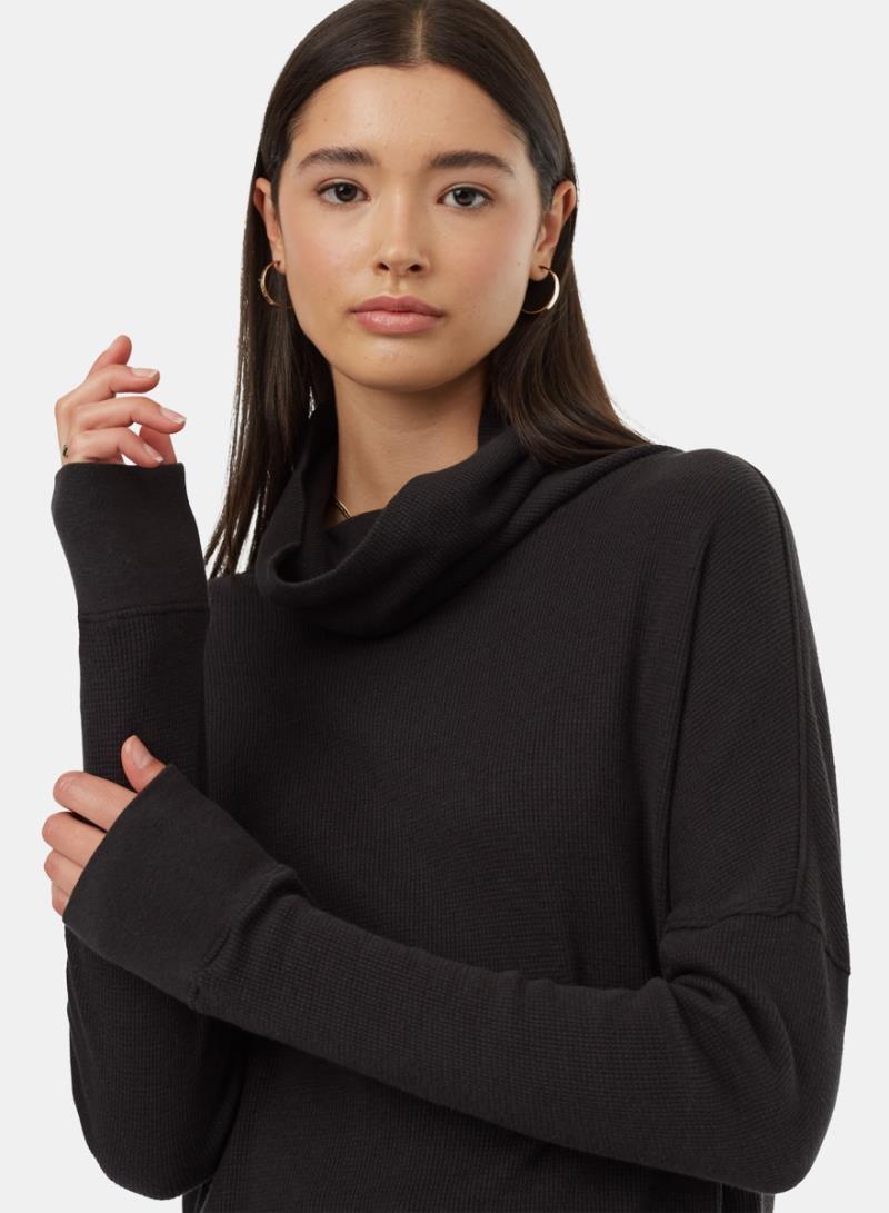 TreeWaffle Turtleneck LS - Womens - Meteorite Black 2