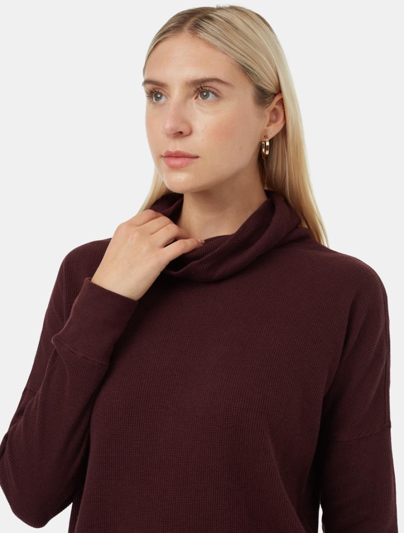TreeWaffle Turtleneck LS - Womens - Mulberry 2