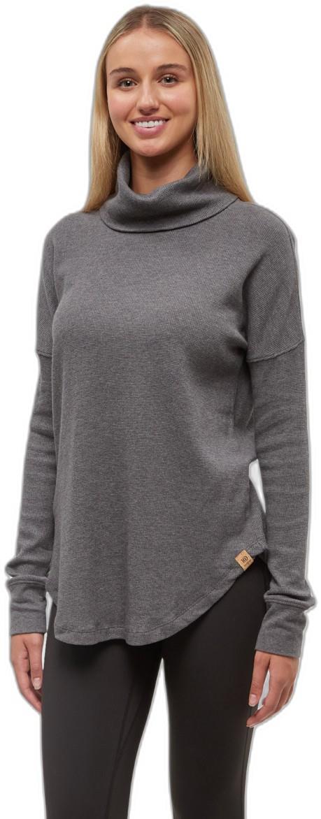 TreeWaffle Turtleneck LS - Womens - dark grey heather 1