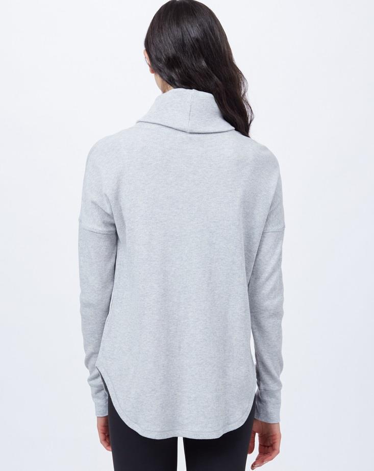 TreeWaffle Turtleneck LS - Womens - hi rise grey heather 1