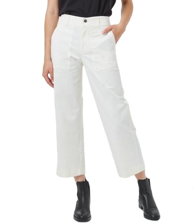 Twill Cropped Wide Leg Pants - Womens - elm white 1