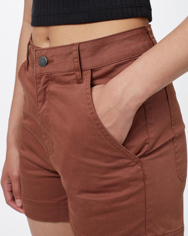 Twill High Waist Shorts - Womens - cedar 1