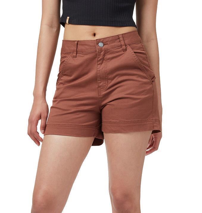 Twill High Waist Shorts - Womens - cedar 1