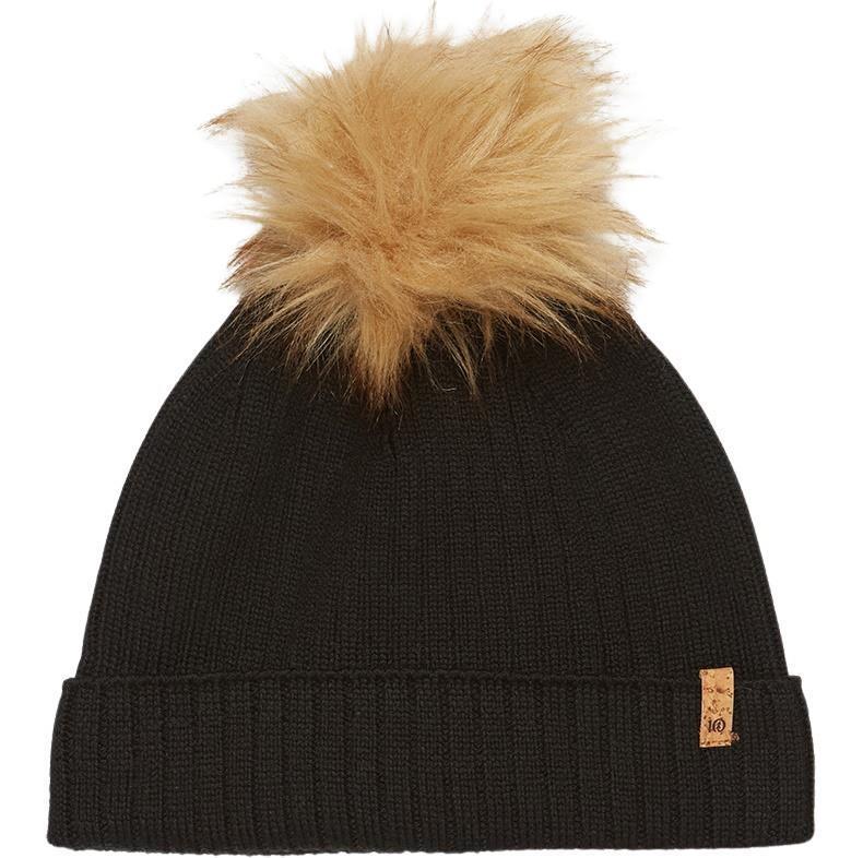Wool Faux Fur Pom Beanie - jet black 1